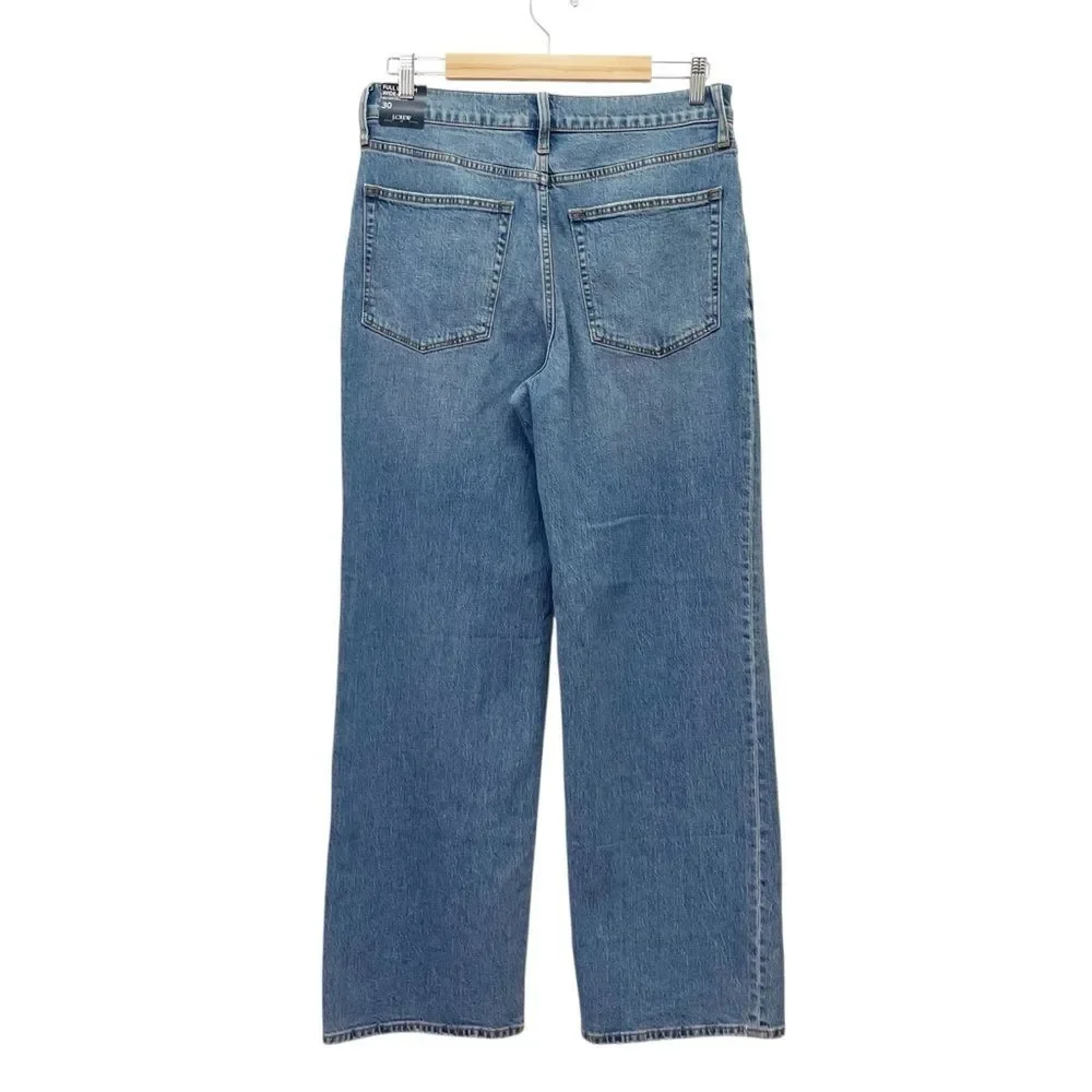 NWT J. Crew Full Length Wide-Leg Jeans Womens Size 30 Button Fly All-Day Stretch